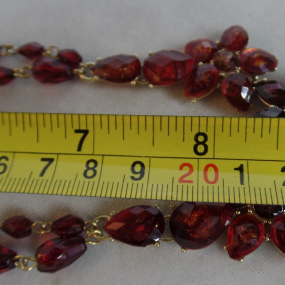 Liz Clairborne Floral Red Stones Necklace Goldtone - Picture 9 of 14